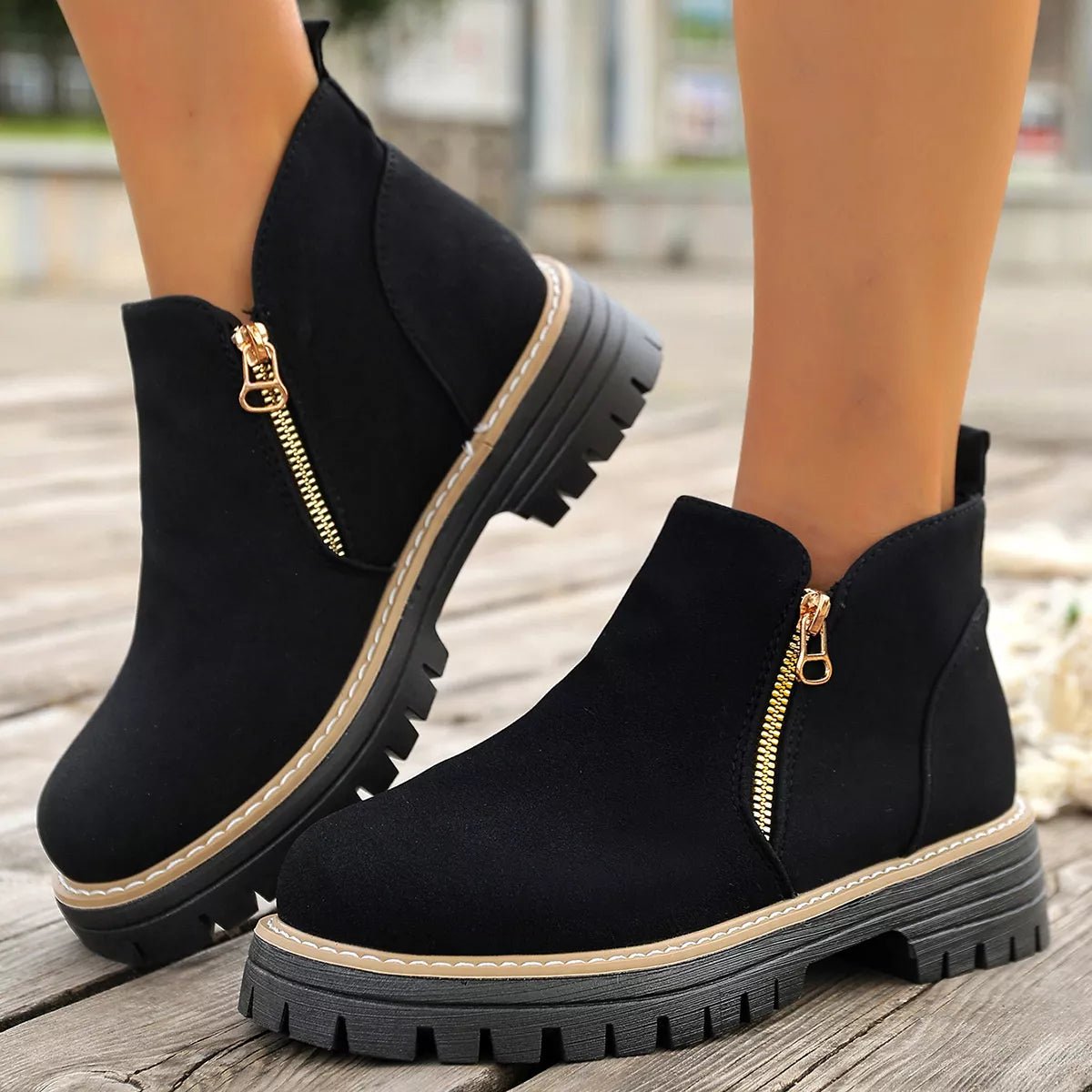 Side Zipper Ankle Boots - TheMomCo.