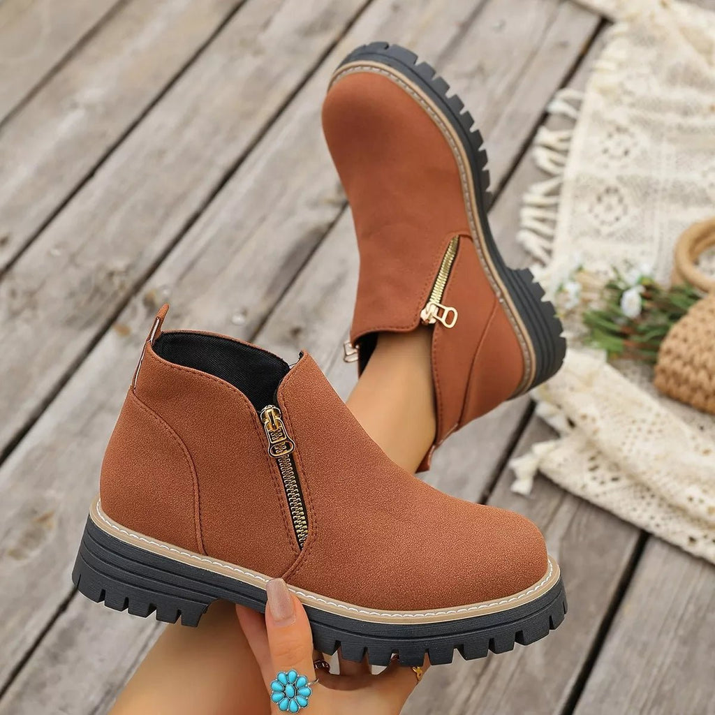 Side Zipper Ankle Boots - TheMomCo.
