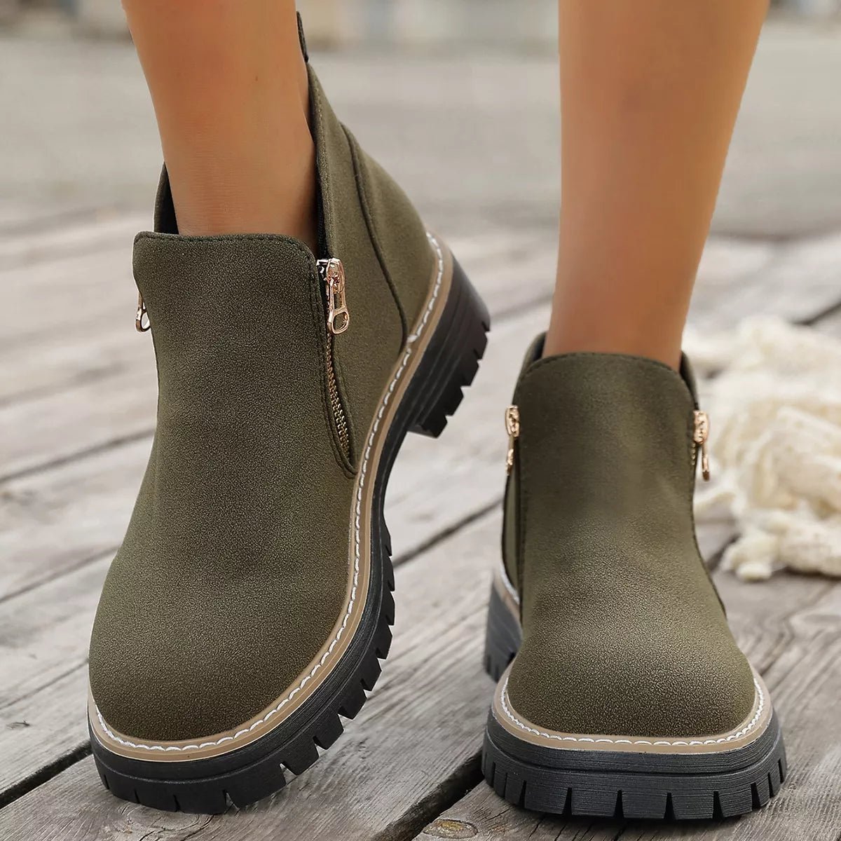 Side Zipper Ankle Boots - TheMomCo.