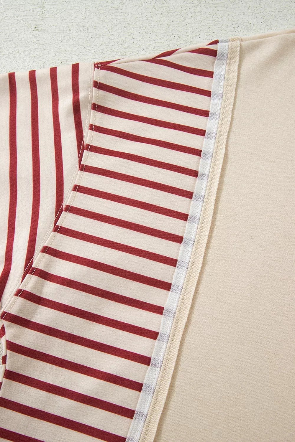 Slit Striped Long Sleeve Sweatshirt - TheMomCo.