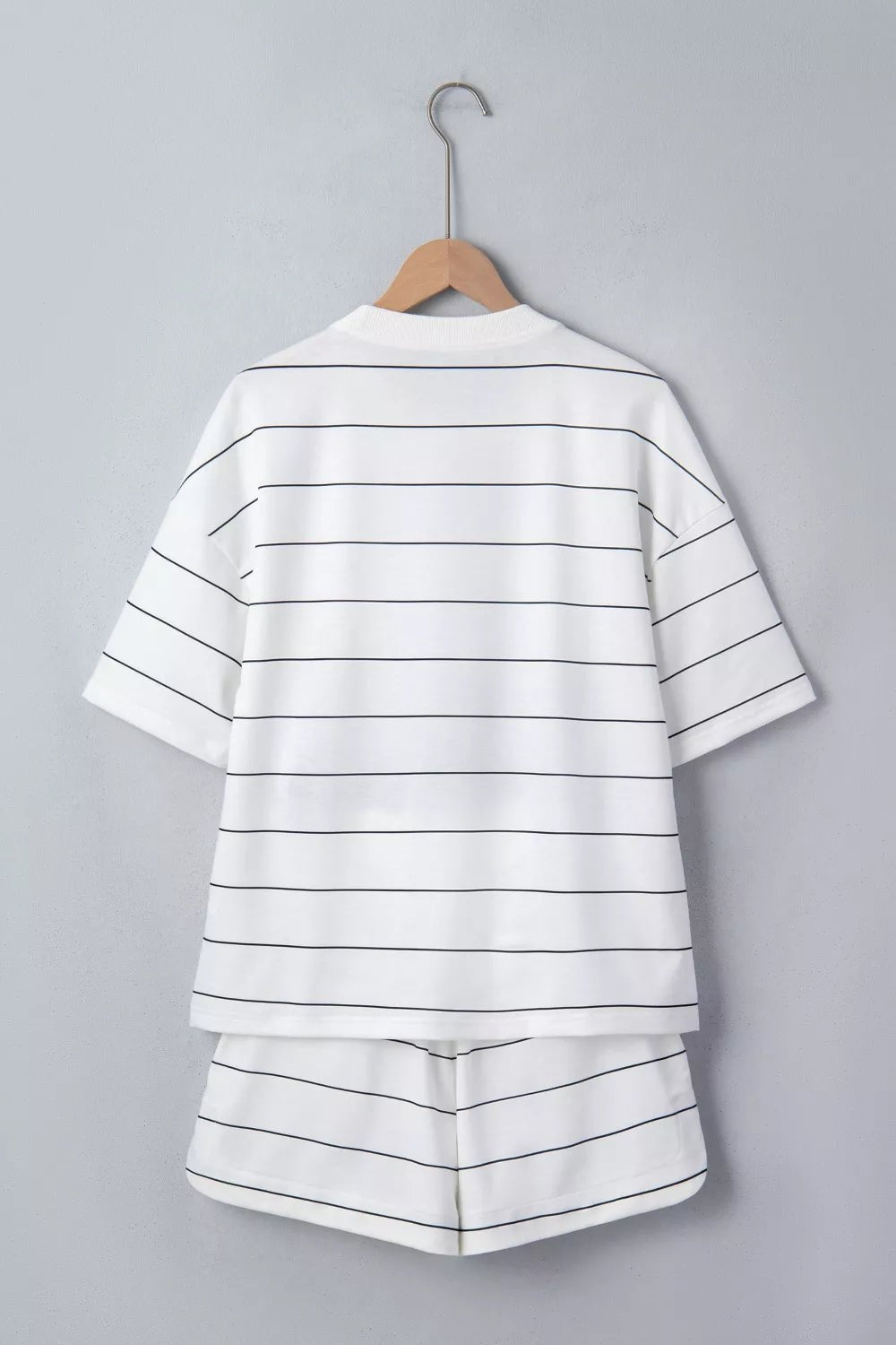 Stripe Half Sleeve Tee and Drawstring Shorts Set - TheMomCo.