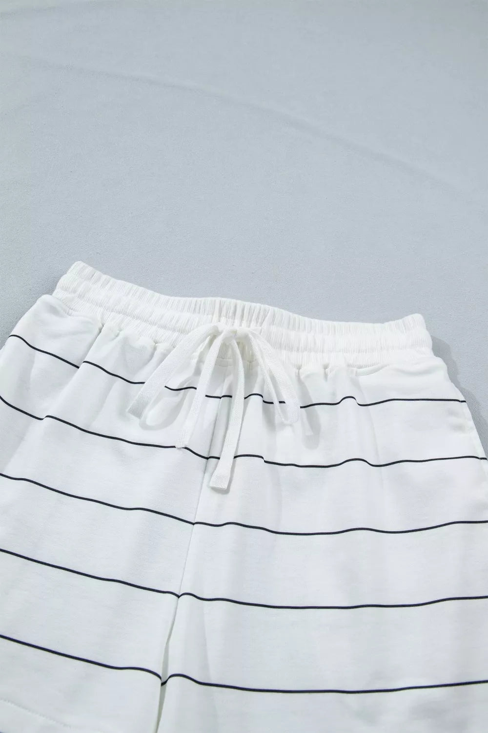 Stripe Half Sleeve Tee and Drawstring Shorts Set - TheMomCo.
