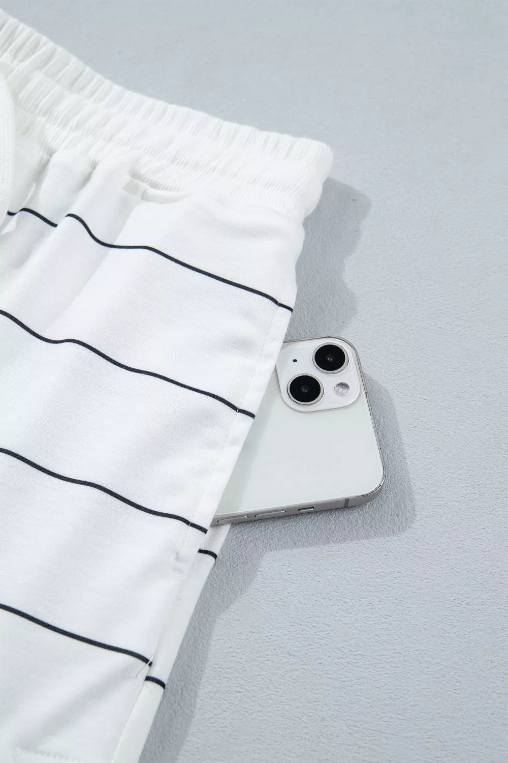 Stripe Half Sleeve Tee and Drawstring Shorts Set - TheMomCo.