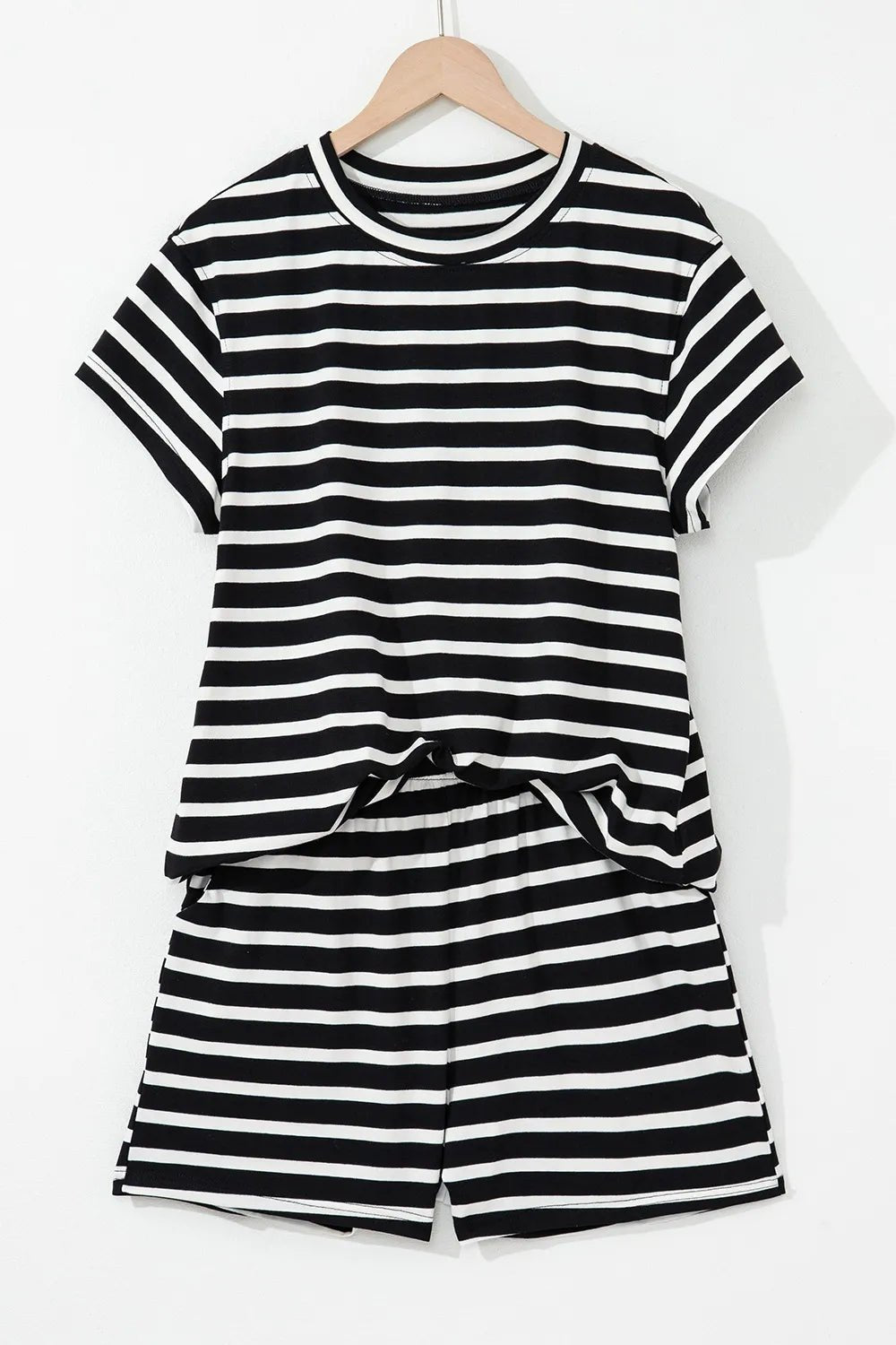 Striped Short Sleeve Top and Shorts Set - TheMomCo.
