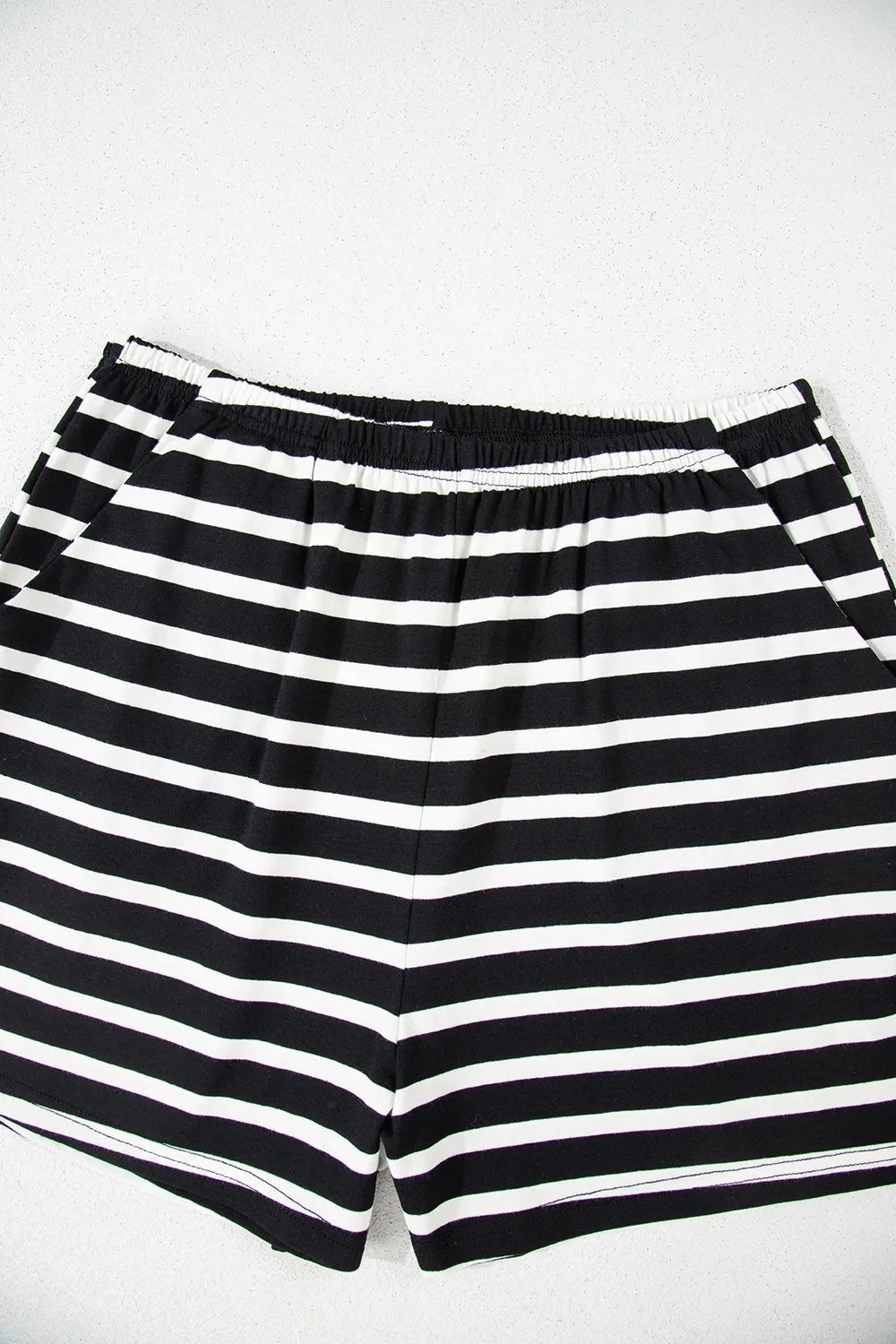 Striped Short Sleeve Top and Shorts Set - TheMomCo.