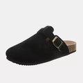 Suede Closed Toe Buckle Slide - TheMomCo.
