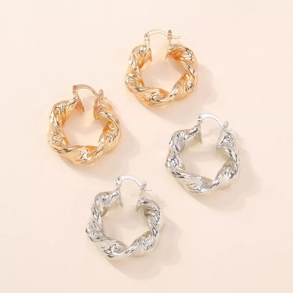 Textured Hoop Earrings - TheMomCo.