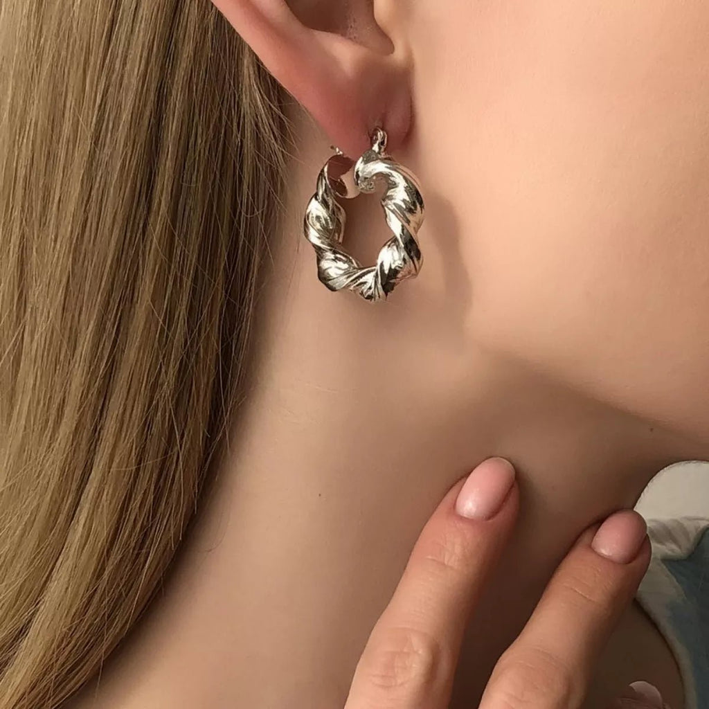 Textured Hoop Earrings - TheMomCo.