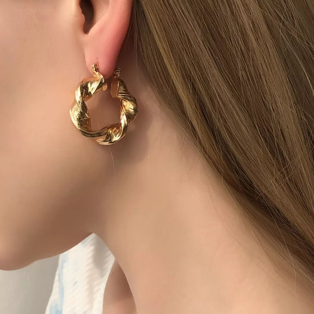 Textured Hoop Earrings - TheMomCo.