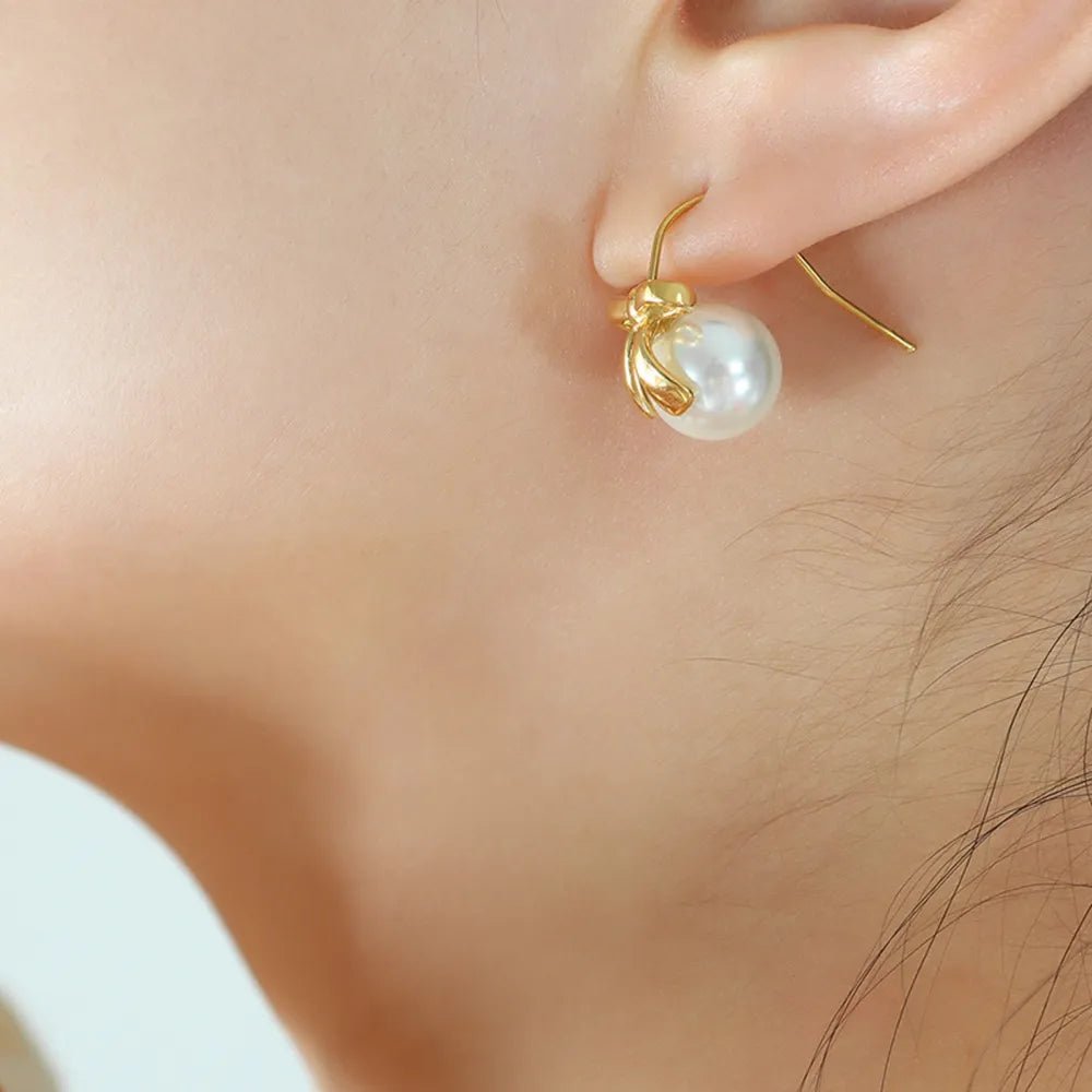 Titanium Steel Bow Drop Earrings - TheMomCo.