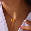 Titanium Steel Gold-Plated Bow Pendant Necklace - TheMomCo.