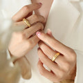 Titanium Steel Inlaid Zircon Embossed Ring - TheMomCo.