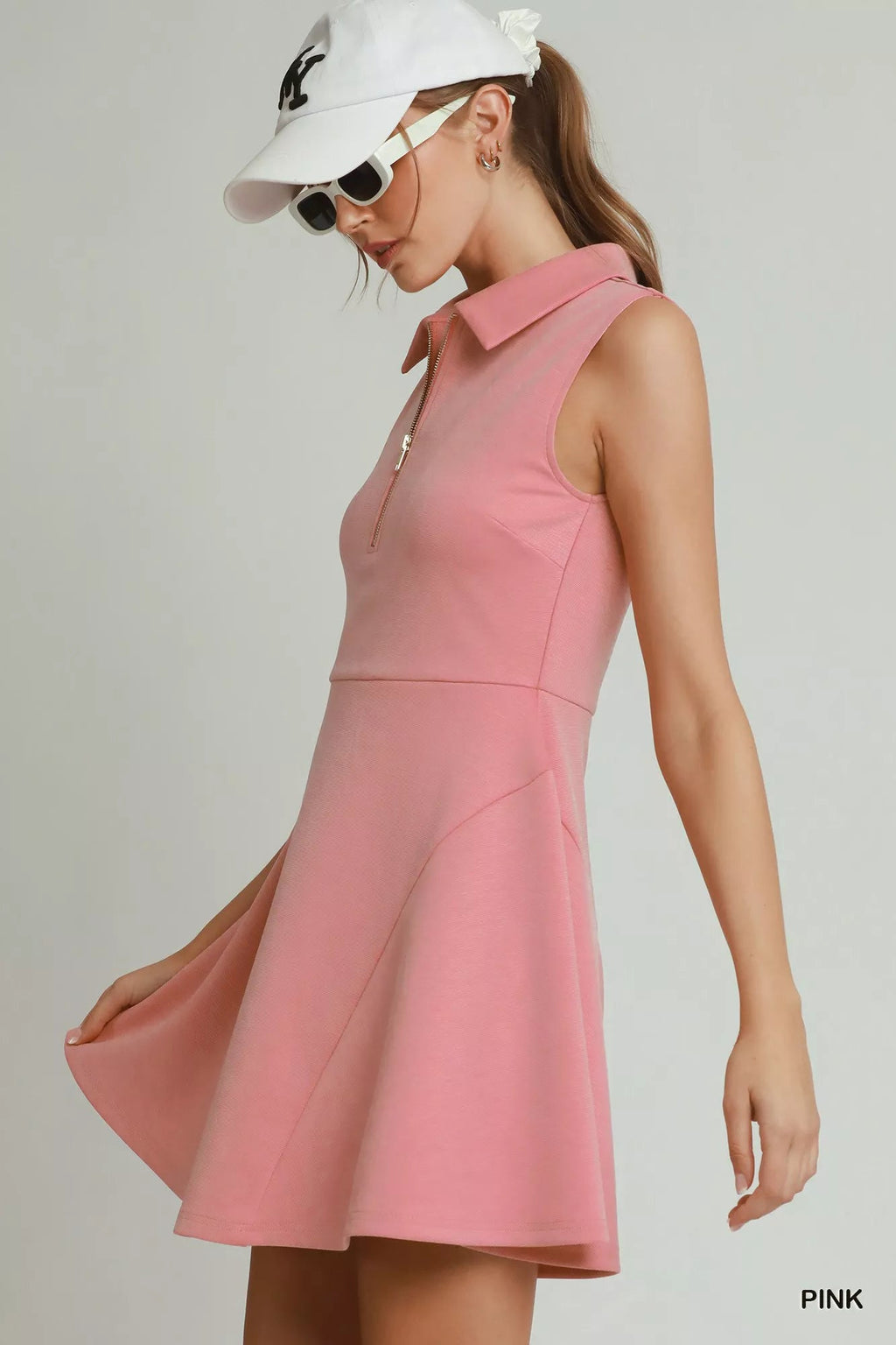 Umgee Collared Quarter Zip Tennis Dress - TheMomCo.