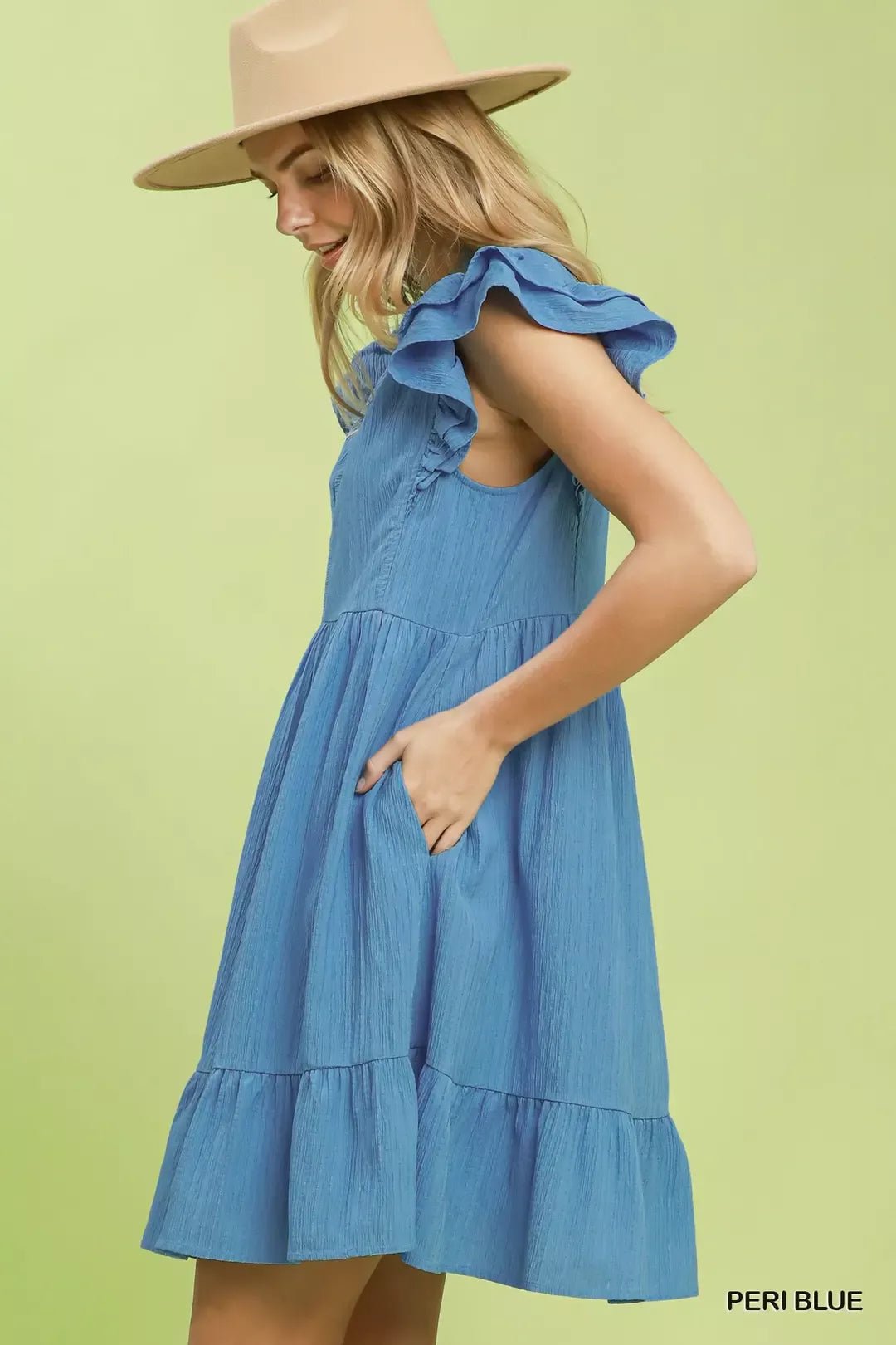 Umgee Ruffle Sleeve Babydoll Dress - TheMomCo.