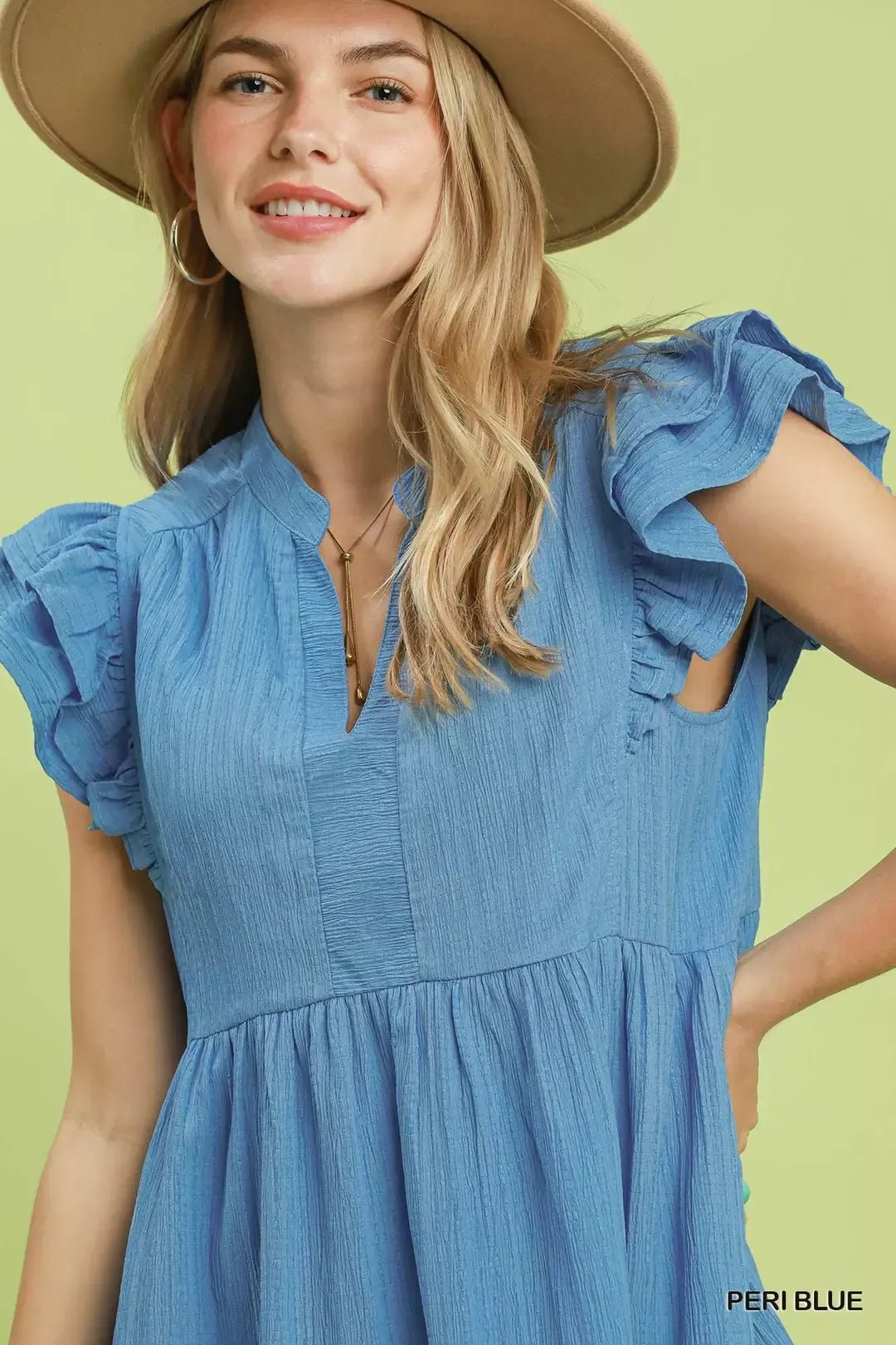 Umgee Ruffle Sleeve Babydoll Dress - TheMomCo.