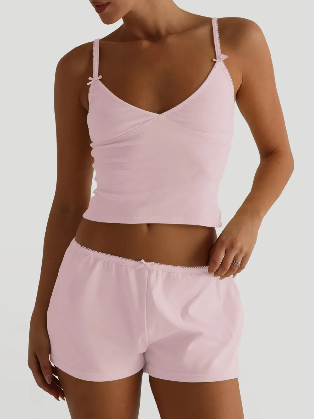 V-Neck Cami and Shorts Set - TheMomCo.