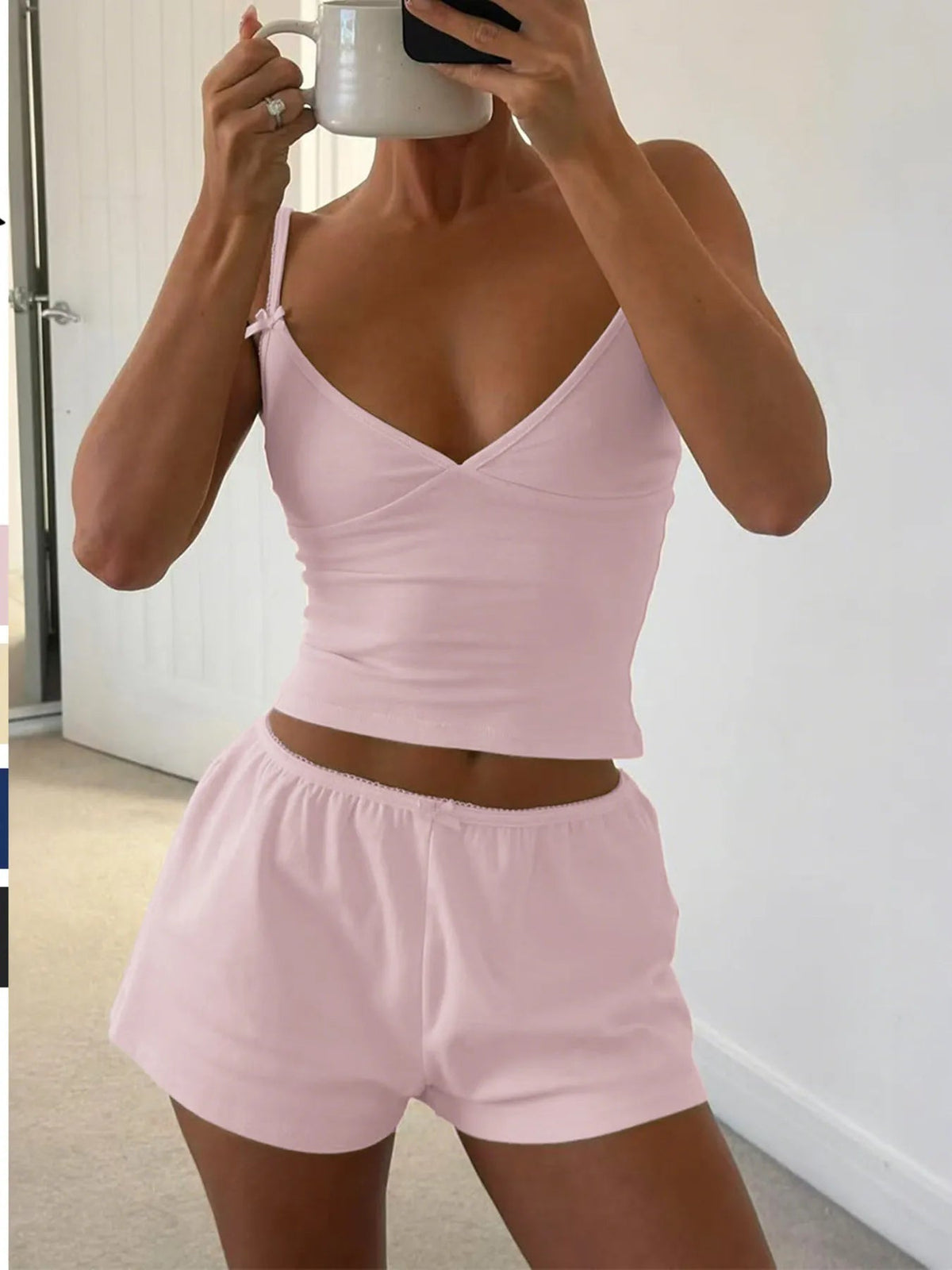 V-Neck Cami and Shorts Set - TheMomCo.