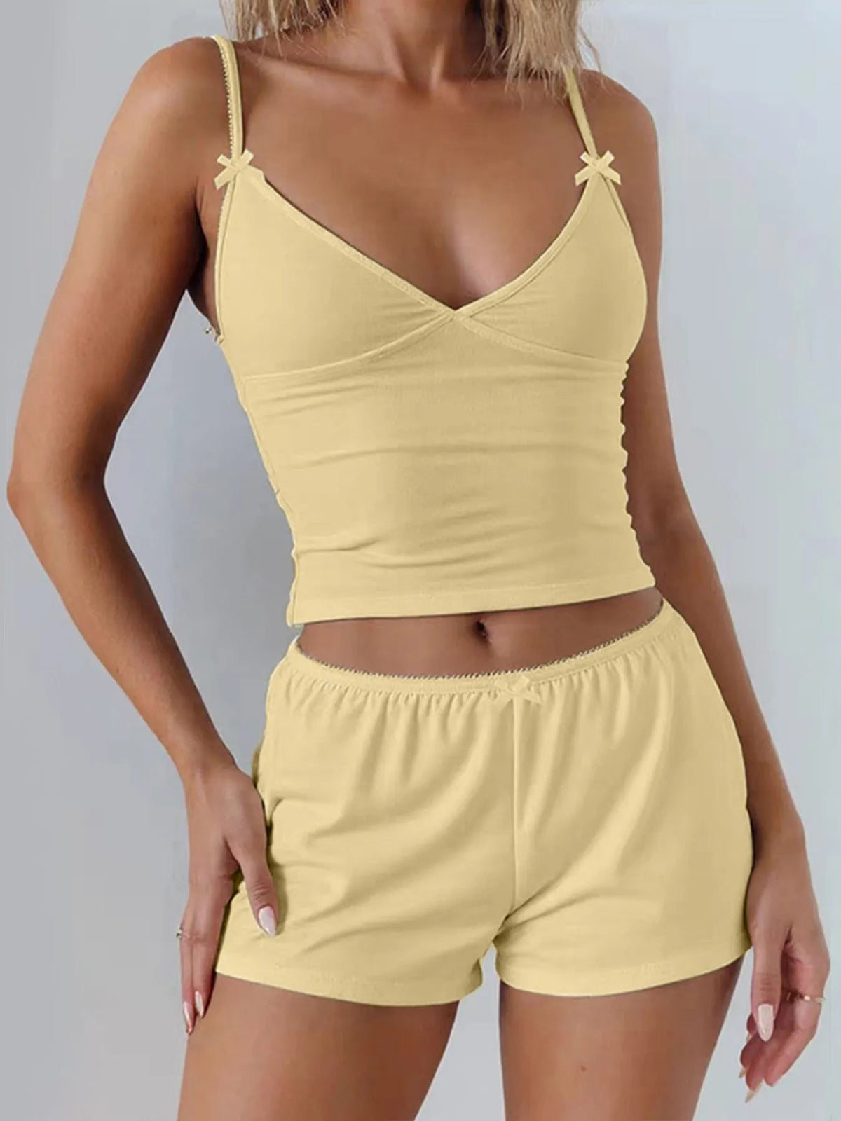 V-Neck Cami and Shorts Set - TheMomCo.