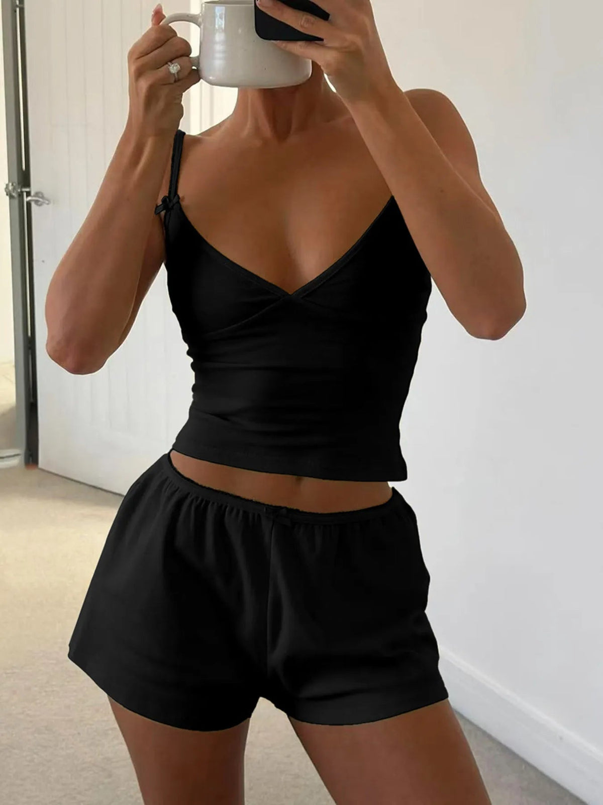 V-Neck Cami and Shorts Set - TheMomCo.
