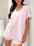 V-Neck T-Shirt and Shorts Set - TheMomCo.