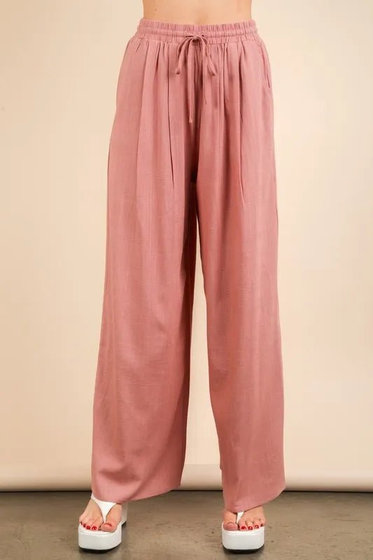 VERY J Solid Woven Top & Pants Set - TheMomCo.