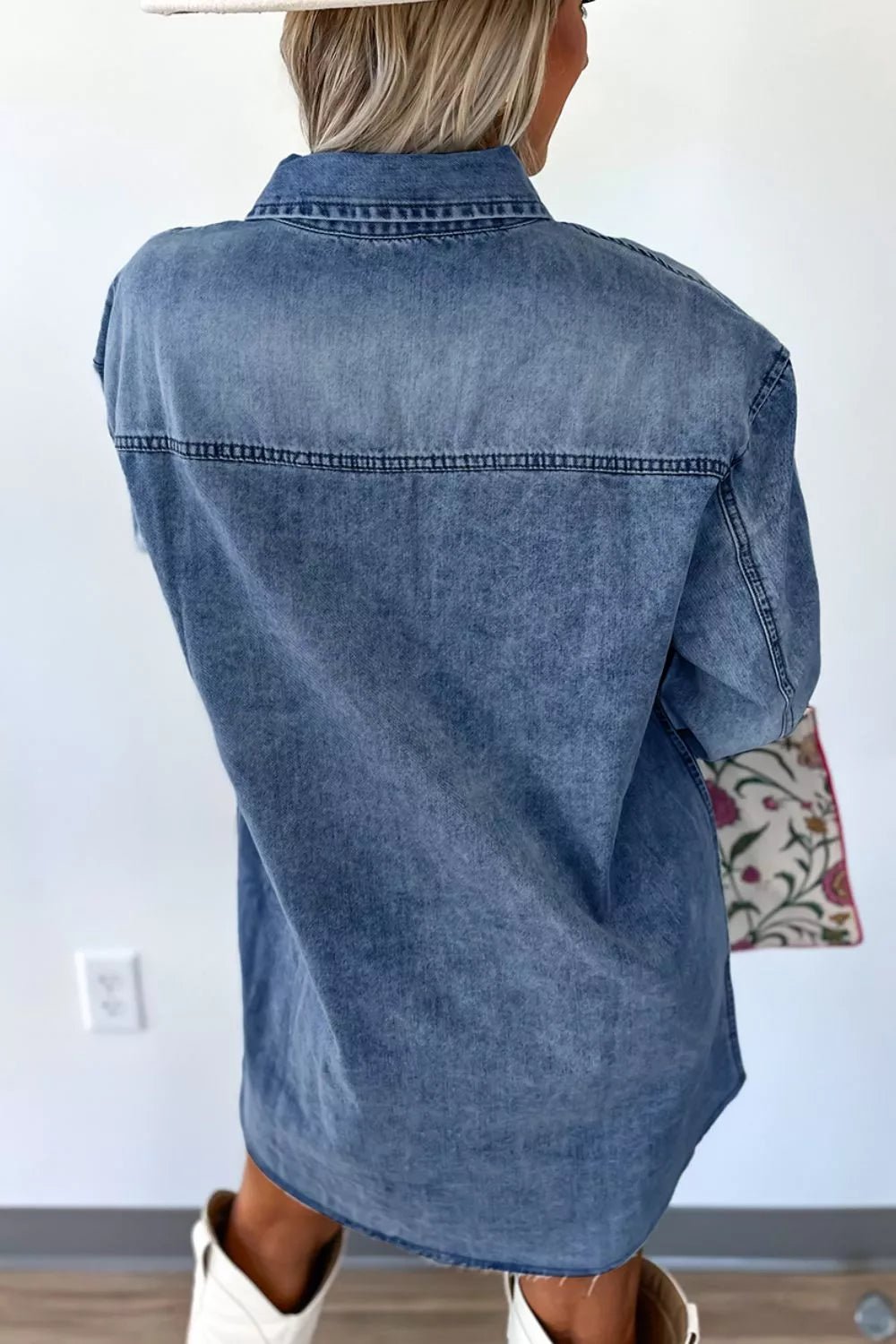 Vintage Wash Button-Down Denim Dress - TheMomCo.