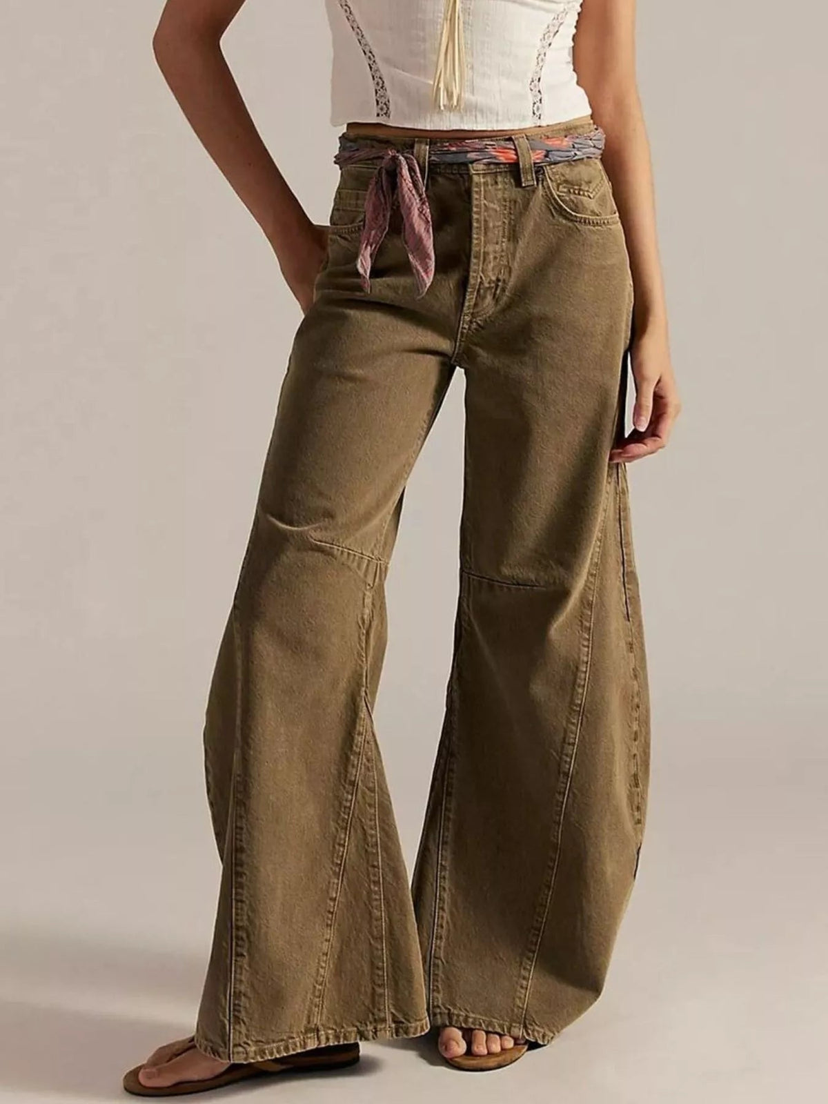 Washed Wide Leg Jeans - TheMomCo.