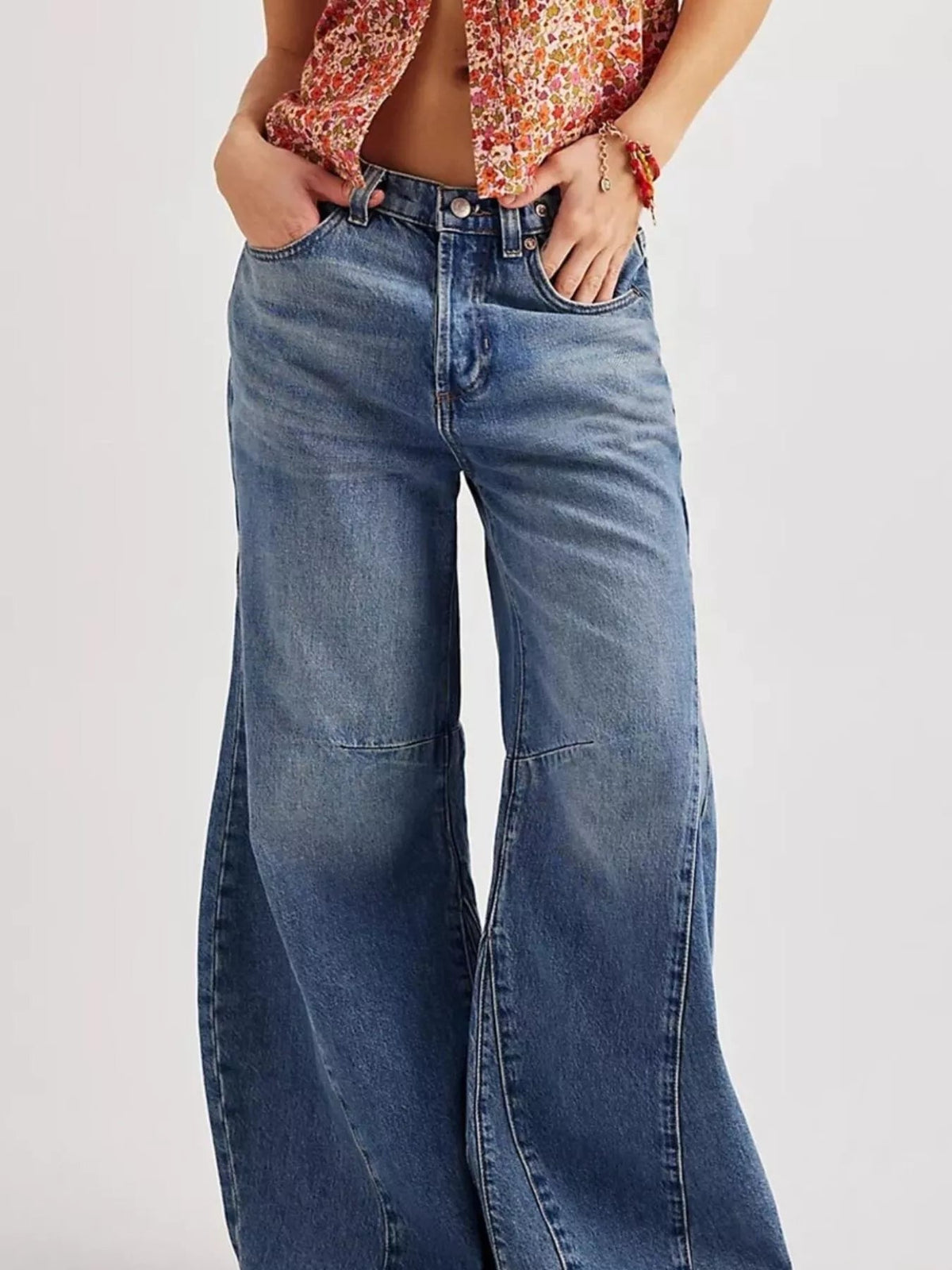 Washed Wide Leg Jeans - TheMomCo.