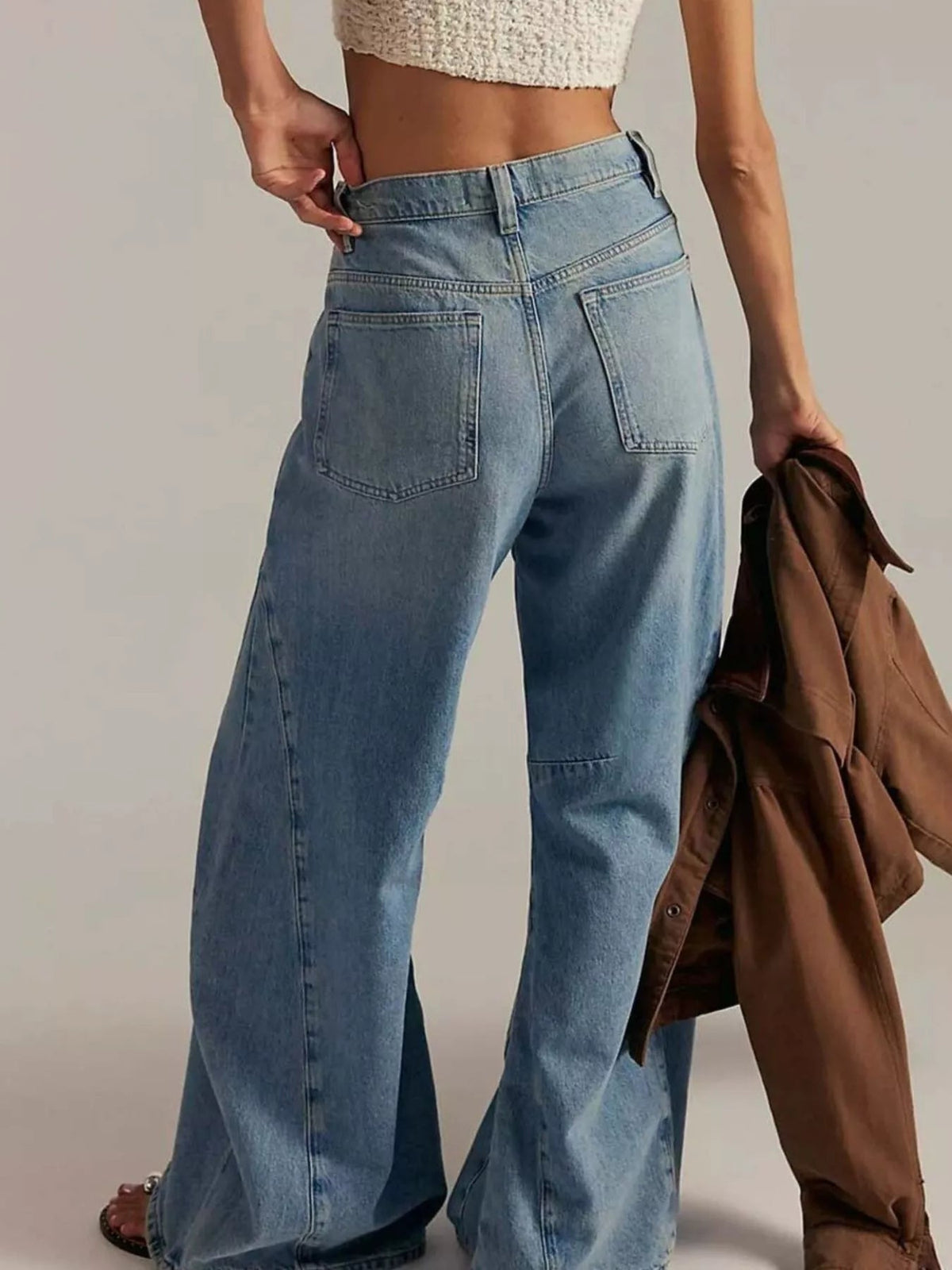 Washed Wide Leg Jeans - TheMomCo.