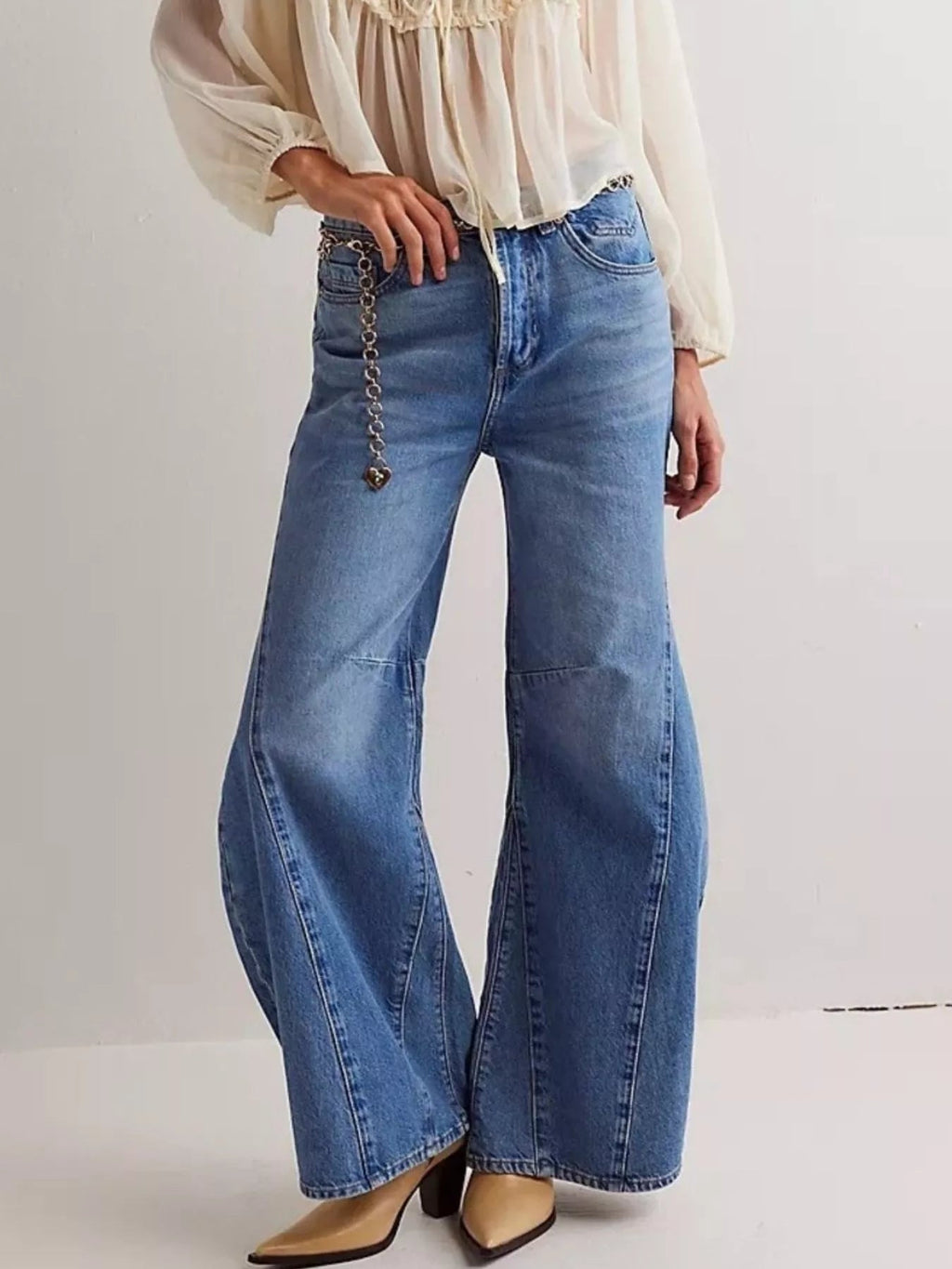 Washed Wide Leg Jeans - TheMomCo.