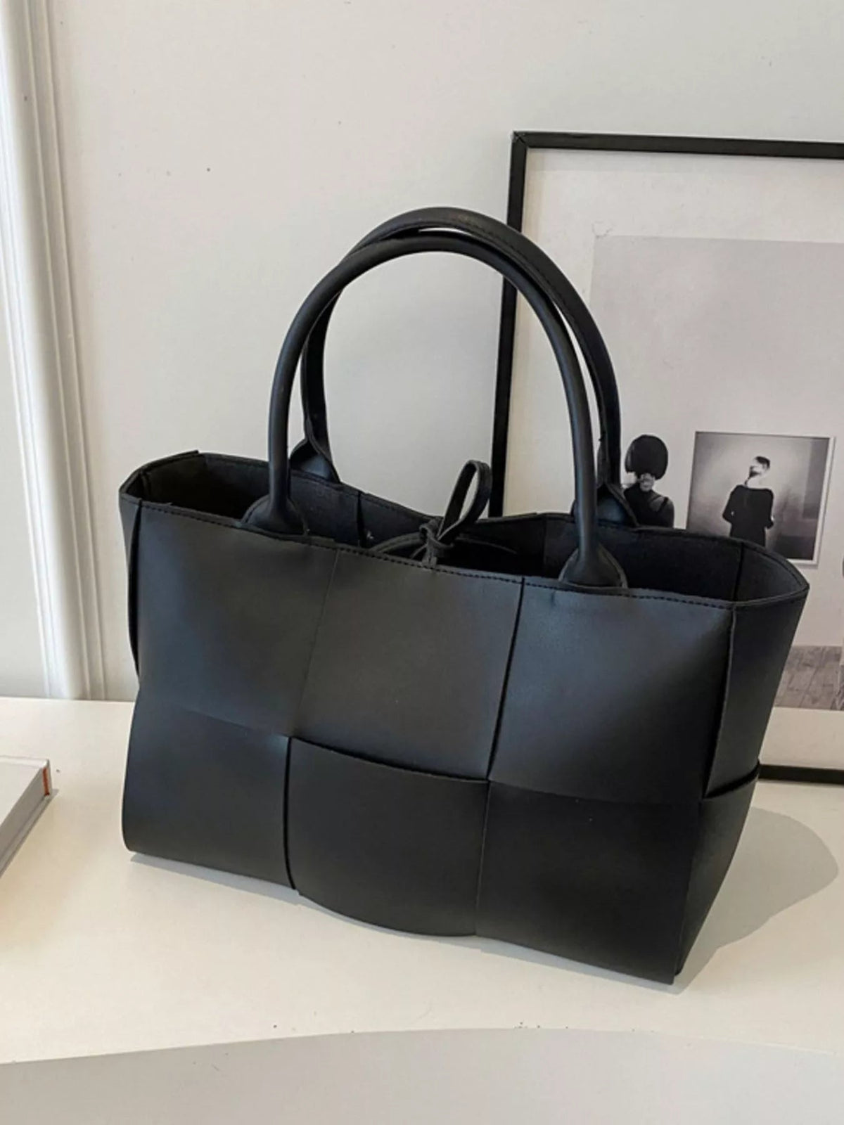 Woven Leather Tote Bag - TheMomCo.