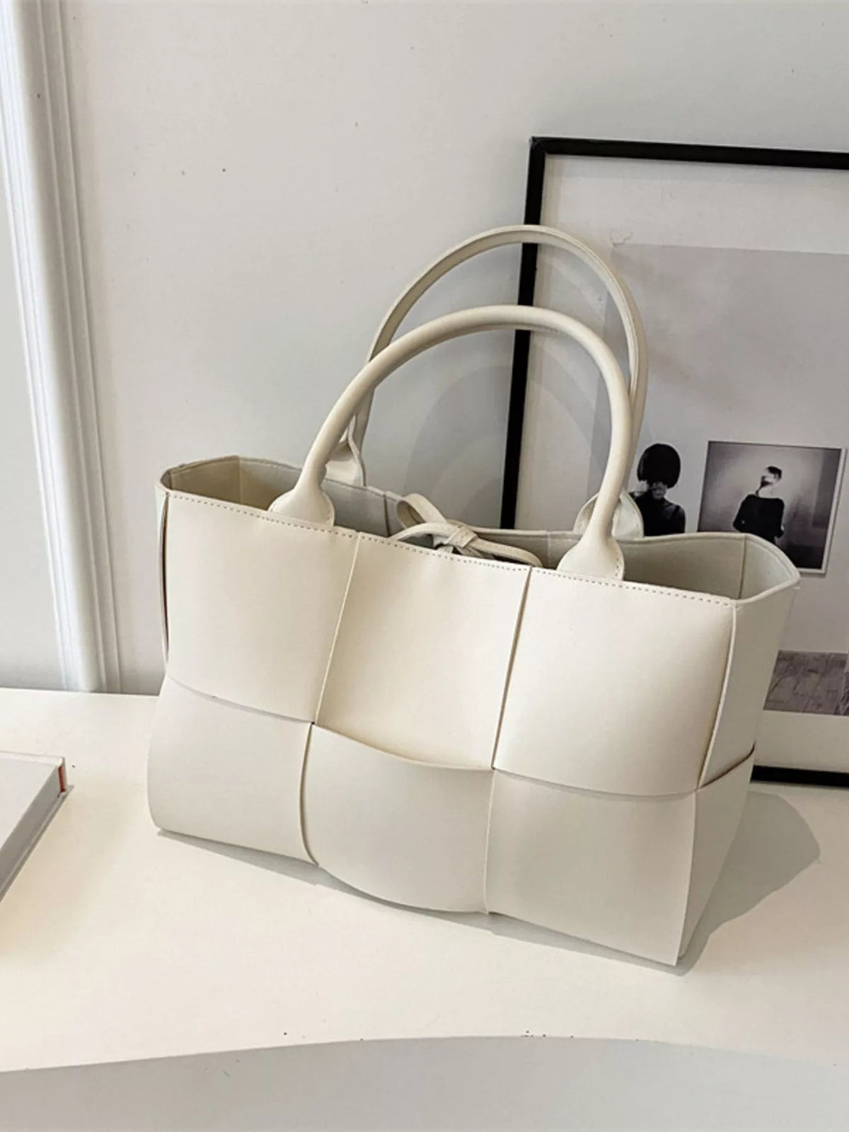Woven Leather Tote Bag - TheMomCo.