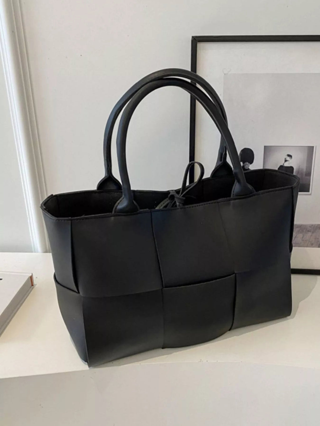 Woven Leather Tote Bag - TheMomCo.