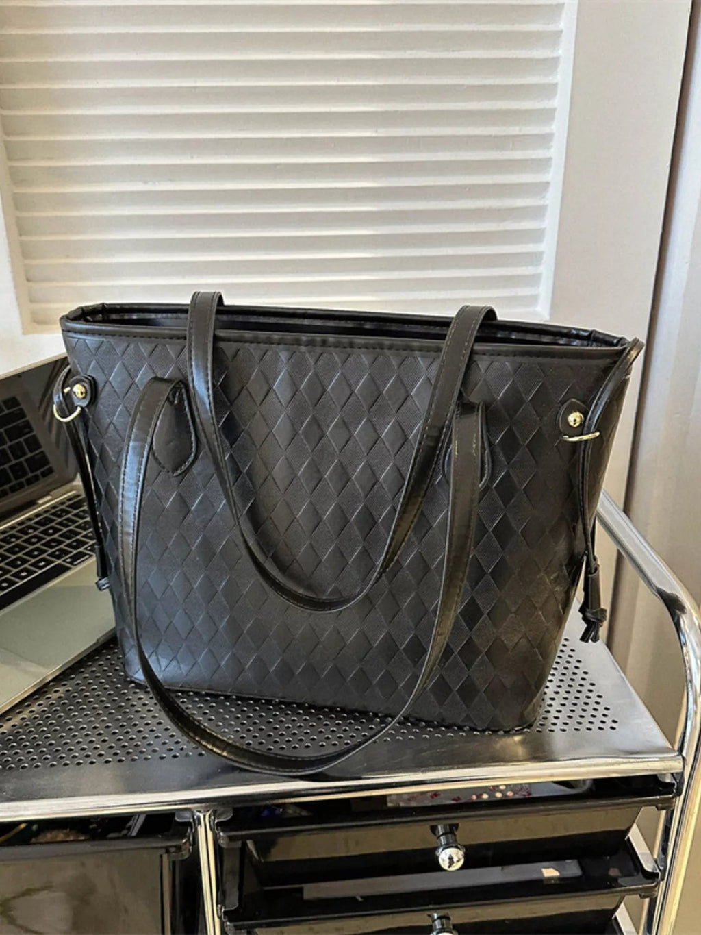 Woven Pattern Tote Bag - TheMomCo.