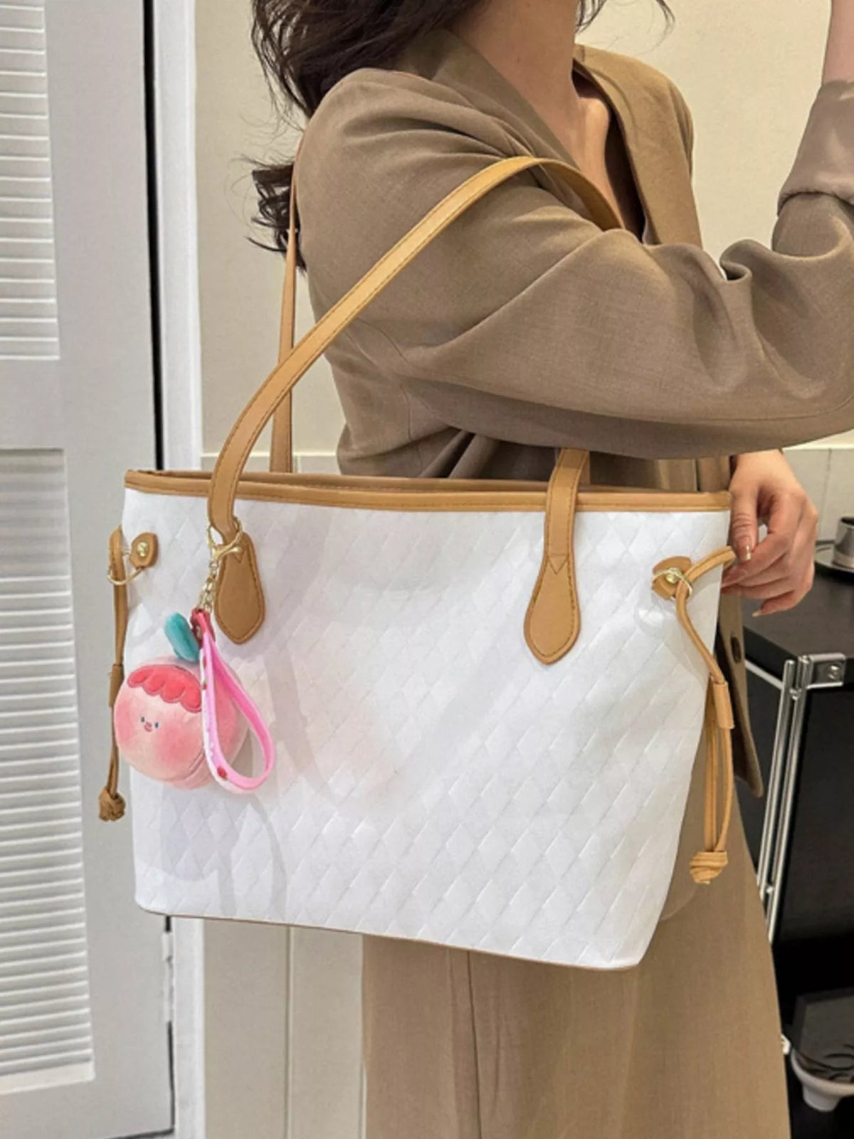 Woven Pattern Tote Bag - TheMomCo.
