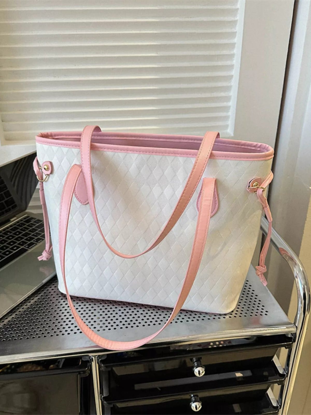 Woven Pattern Tote Bag - TheMomCo.