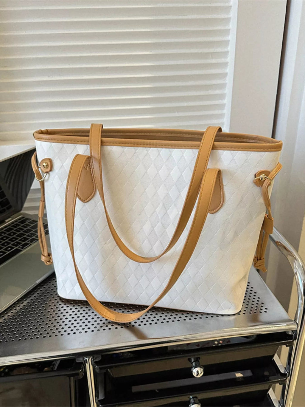 Woven Pattern Tote Bag - TheMomCo.