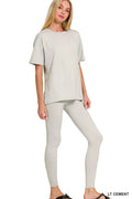 Zenana Brushed Dty Microfiber Short Sleeve Top and Pants Loungewear Set - TheMomCo.