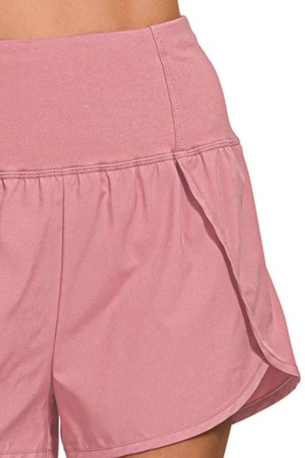 Zenana High Waisted Zippered Back Pocket Running Shorts - TheMomCo.