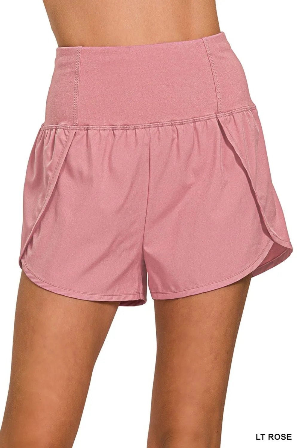 Zenana High Waisted Zippered Back Pocket Running Shorts - TheMomCo.