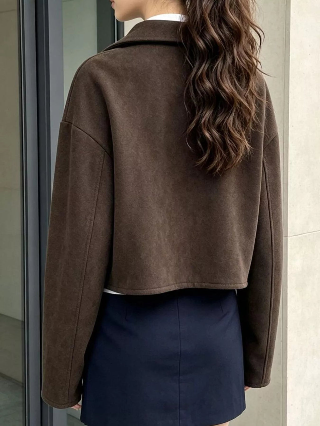 Zip Up Dropped Shoulder Jacket - TheMomCo.