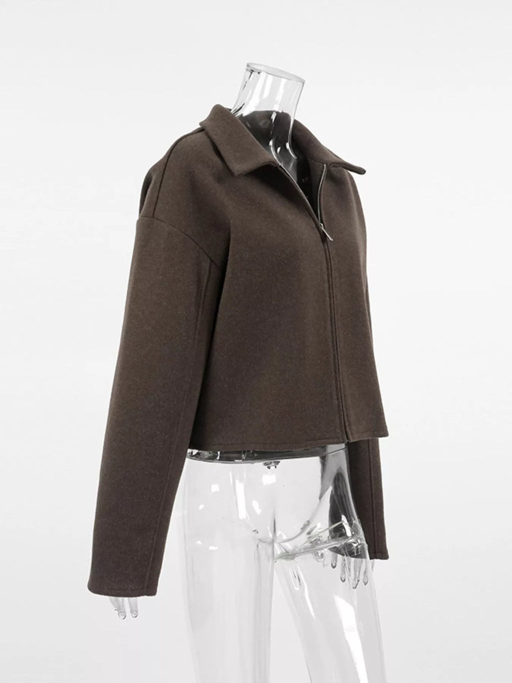 Zip Up Dropped Shoulder Jacket - TheMomCo.