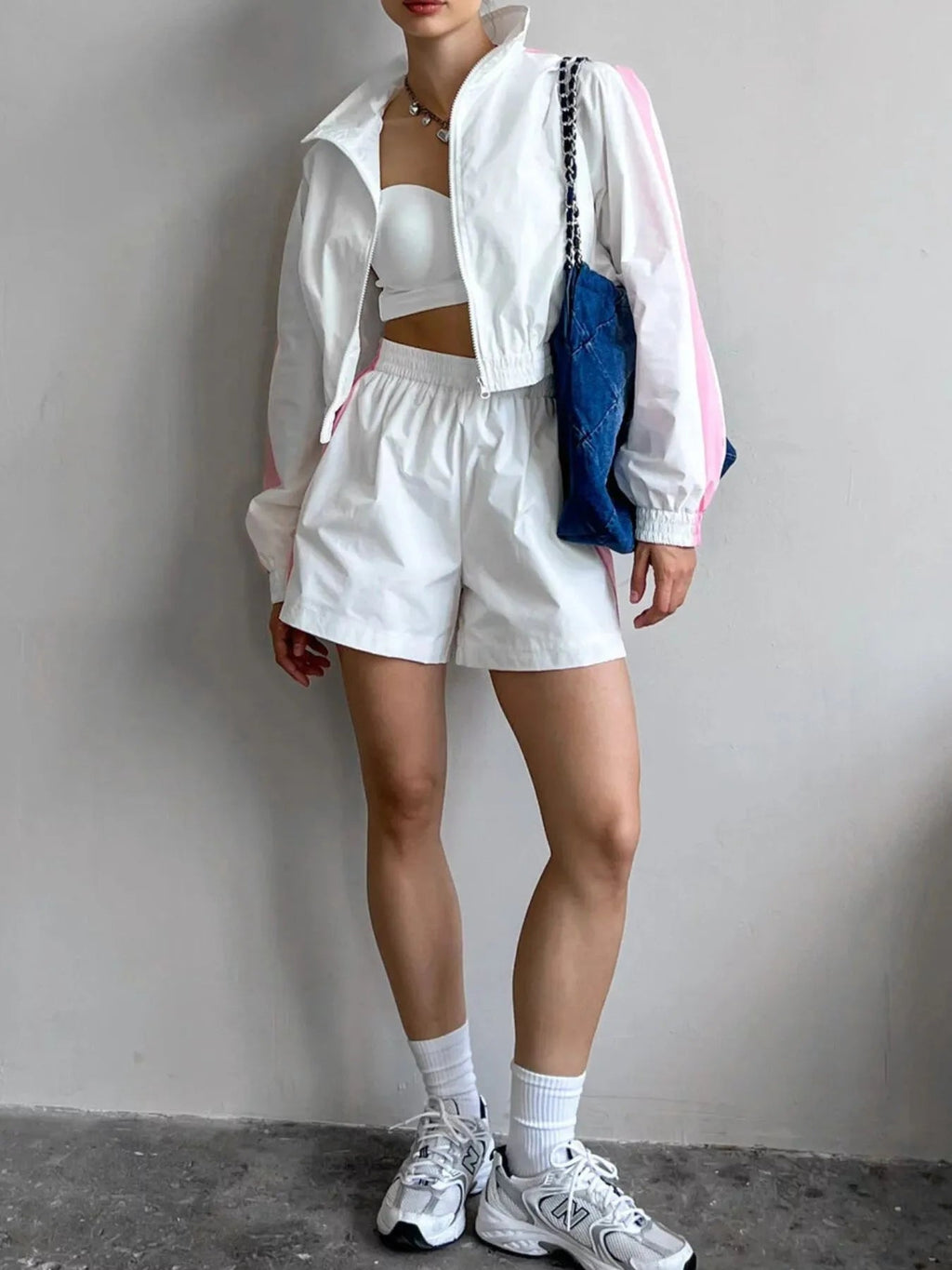 Zip Up Long Sleeve Jacket and Shorts Set - TheMomCo.